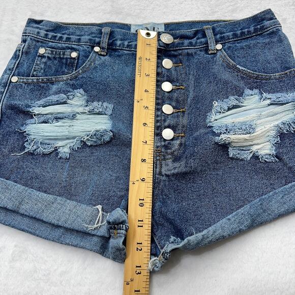 One x One Teaspoon Low Waist Bonita Raw Hem Distressed Jean Shorts Sz 28 - Picture 7 of 9